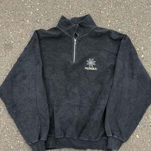 Vintage Muskoka Daisy Logo Black Polar Fleece Quarter Zip Pullover